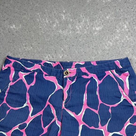 Lilly Pulitzer Adie Shorts Womens Size 0 Blue Tiki Pink Style 20948 100% Cotton - Picture 2 of 14